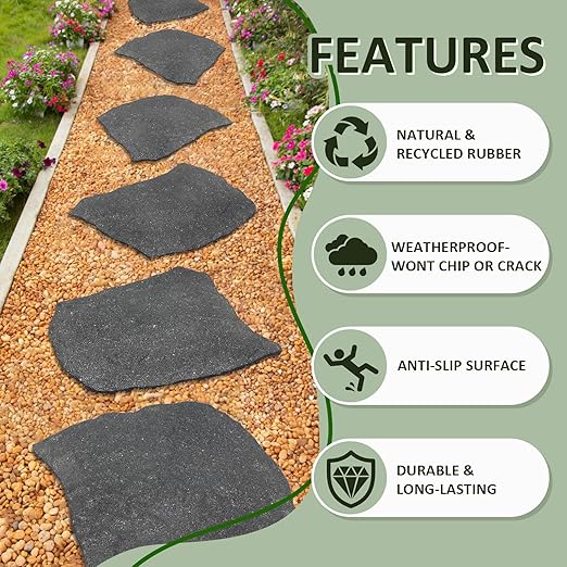 Sekcen 3 Pack Rubber Stepping Stones Outdoor Garden Rubber Pavers Pathway Walkway Paving Stones