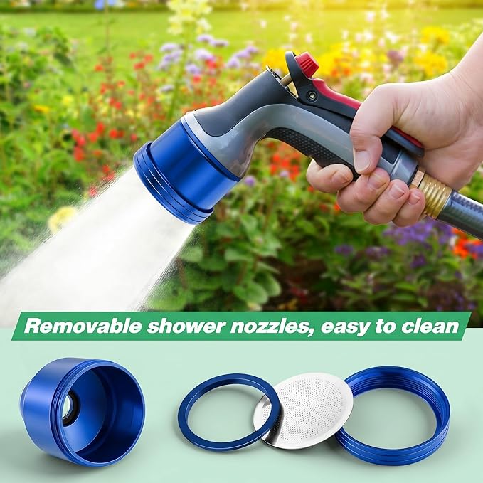 Dreyoo 1 Pack Water Nozzle with 3000 Tiny Holes, 3/4'' Aluminium Alloy Garden Hose Shower Head with PTFE Thread Seal Tape for Outdoor Watering Flowers, Plants, Greenhouse, Nurseryman (2.36'',Blue)
