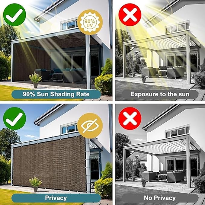 Shade Cloth for Garden ，Greenhouse Plants Fence Privacy Screen s Outdoor Patio Balcony Awning mesh tarp pergola Cover Screen Porch Backyard Apartments Retractable 8FT*12FT 50%