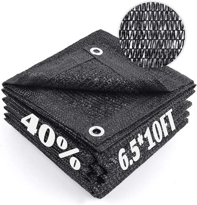 Cool Area 40% Sun Shade Cloth Mesh Tarp with Grommets for Plant Cover 6.5x10ft Patio Canopy Garden Pergola Greenhouse Car Barn Kennel Black