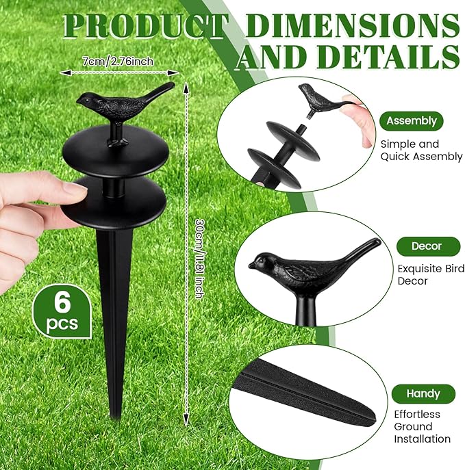 Zonon 6 Packs 12 Inch Garden Hose Guide Stake Heavy Duty Cast Iron Hose Guides Spike Decorative Garden Stakes Protector for Lawn Yard - Keeping Hoses Away from Flower Beds(Cute Style)