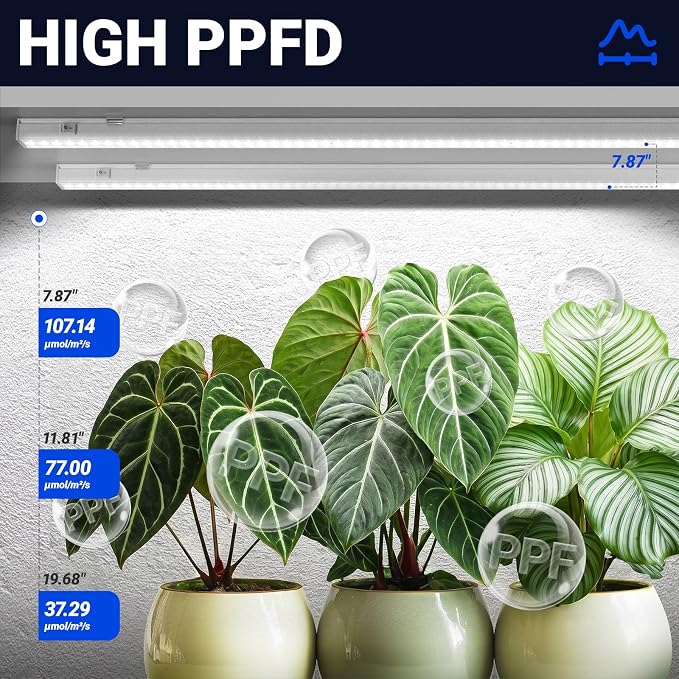Barrina T5 Grow Lights for Indoor Plants, 2FT 40W (4 X 10W) LED Grow Light with Separate Switch, Linkable Grow Lamp, Indoor Plant Lights for Growth with White Cover, 5000K, 4 Packs