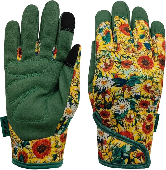 Gardening Gloves,Women Yard Work Garden Glove,Gifts | Thorn Proof,Puncture Resistant,Touchscreen,Gift,Leather,Spandex