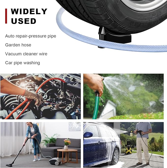 4 PCS Car Hose Guide, Tire Hose Roller Preventing Stucking and Snagging Under The Wheels, Plastic Detailing Tyre Hose Guide Vehicle Washing Tool for Cars Trucks SUVs (Black)