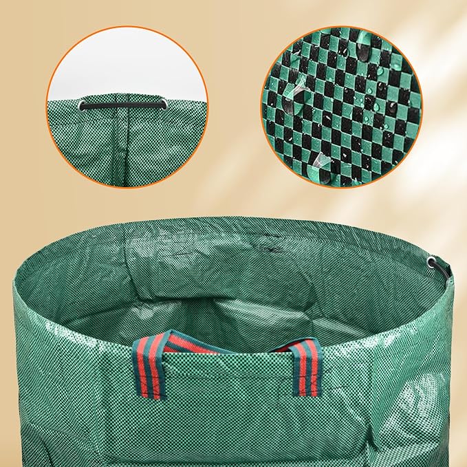 CAMPFIRE 3 Pack 72gallon Garden Waste Bags (H30, D26 Inches) With Handles, Heavy Duty Leaf Bags, Reusable Lawn Garden Bags And Yard Waste Bags, Suitable For Leaf Collectors