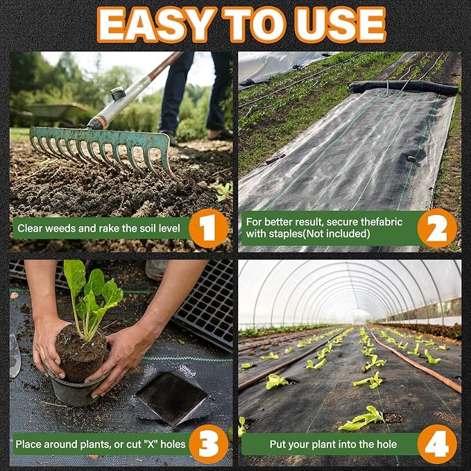 Winisok 6FT x 300FT Weed Barrier Landscape Fabric, 3.2oz Woven Garden Cloth, Heavy Duty Breathable Ground Cover for Landscaping, Gardening and Farming