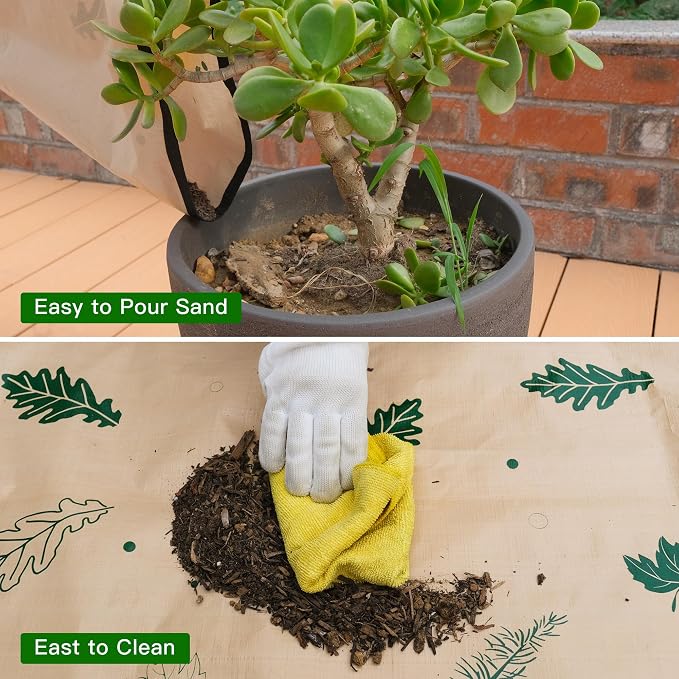 2PCS 5x5FT Extra Large Repotting Mat for Indoor Plants, Heavy Duty Thickened Gardening Mat, Waterproof Plant Transplanting Potting Tray Foldable
