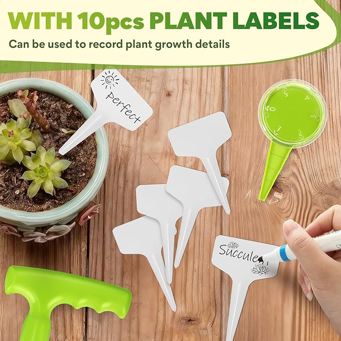 Seed Planter Tool, 6.9" Dibber Garden Tool, Plastic Dibbler Tools for Planting, Seed Dispenser, Bulb Digger Garden Planter for Sowing Seeds, Bulbs, Digging (Light Green 12pcs)