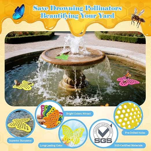 Floating Bee Island Watering Station - 5 Pack, Bee-Friendly EVA Foam, No Sinking, Drowning-Proof, Fade-Proof, Pre-Cut, Birdbath, Pools & Garden Hydration Solution for Pollinators (Butterfly)