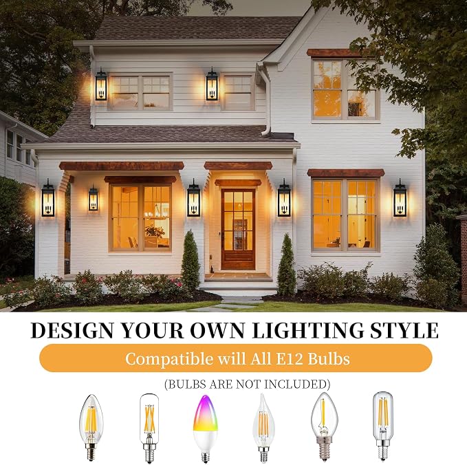 24Inch Extra Large Outdoor Sconce Light 1-Pack, Waterproof Oversized Outdoor Porch Light for House with Tempered Glass, Modern Black Exterior Lighting Fixture, Outside Coach Light for Garage
