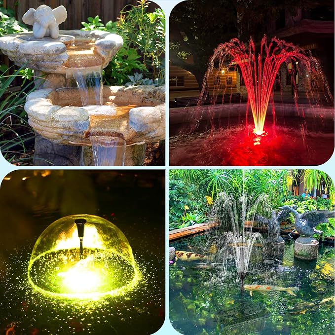 POPOSOAP Pond Filter with Fountain Kits, 660GPH Pond Pump Filter Built-in RGB LED Lights with Remote Controller, Pond Filters for Outdoor Ponds Clean, Clear and Water Features P2326D