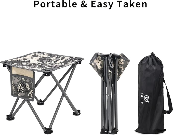 Opliy Camping Stool 2 Pack,13.5 Inch Portable Folding Stool for Outdoor Gardening and Beach Hiking Fishing,Foot Stool with Carry Bag (Camouflage)