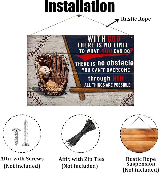 Metal Sign Motivational Wall Baseball Decor-Baseball Posters for Boys Bedroom,Baseball Gifts for Boy 8-12,Inspirational Boys Men Room Posters (8x12inch)