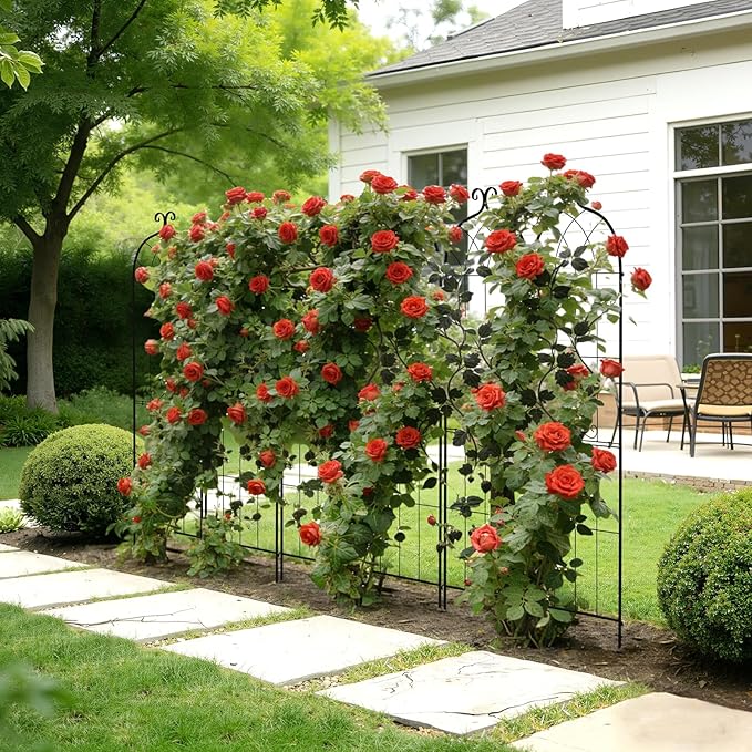 VEVOR Garden Trellis, 71 x 20 inch Rose Trellis, 8 Packs Garden Flower Rose Trellises with Powder-Coated Finish & Convenient Locking Design, Plant Support Trellises for Flowers, Vegetables, Roses