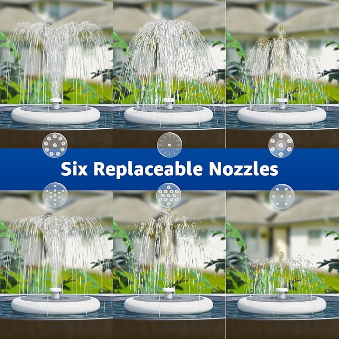 2-Pack Solar Fountain with RGB Lights 3.5W Solar Powered Bird Bath with 6 Nozzle and 4 Fixed Pipes for Pool Garden Pond and Fish Outdoor
