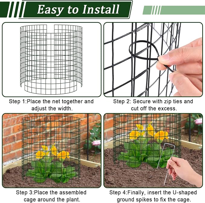 20 Pack Plant Cages for Outdoor Plants, 60pcs Pre-Bent Metal Mesh, 13.5" Dia X 14" H Wire Garden Plant Protector Cloches to Keep Squirrels and Chicken Out and Protection Vegetables Flowers Shrubs