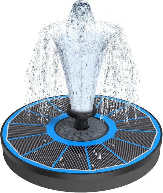 Yzert Solar Fountain for Bird Bath Direct Sunlight High Efficiency 3.5W Glass Panel Solar Water Fountain Outdoor Garden Flower (Blue)