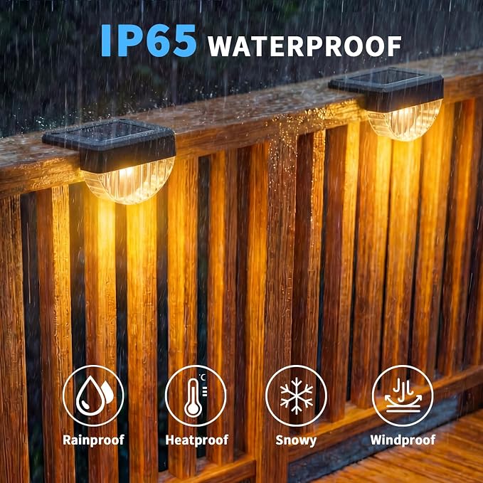 VOLISUN 16 Pack Solar Deck Lights Outdoor, Warm White LED Solar Step Lights for Outside, Waterproof Fence Light for Patio, Deck, Stairs, Yard, Pool and Porch (Black)