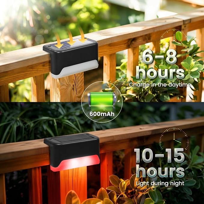 SOLPEX Solar Deck Lights Outdoor, Solar Fence Lights Waterproof LED Step Light for Outside,Patio,Stair,Garden,Yard,Railing,Front Porch, Balcony Decor(16 Pack RGB)