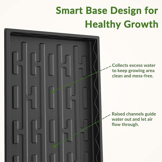 Gardzen 10-Pack 1020 Growing Trays, Reusable Plant Grow Trays, Ideal for Seed Starting, Microgreens, Indoor Gardening, and Greenhouse Nurseries, 21" × 11"