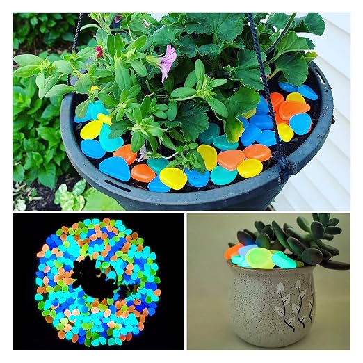 NAMTSO Glow in The Dark Rocks Outdoor, 500 pcs Multicolor Solar Rocks for Landscaping, Outdoor Decor Glow in The Dark Stones, Glowing Pebbles for Garden Backyard Patio Lawn Fish Tank Aquarium Decor