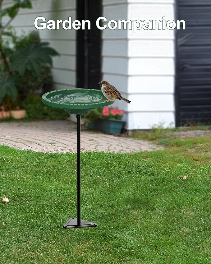 Bird Baths for Outdoors Heavy Duty, 38.5 Inch Detachable Birdbaths for The Garden Clearance, Bird Bath Bowl Spa & Birdfeeder with Metal Stake Stand for Outdoors Garden, Circle Style (Green)