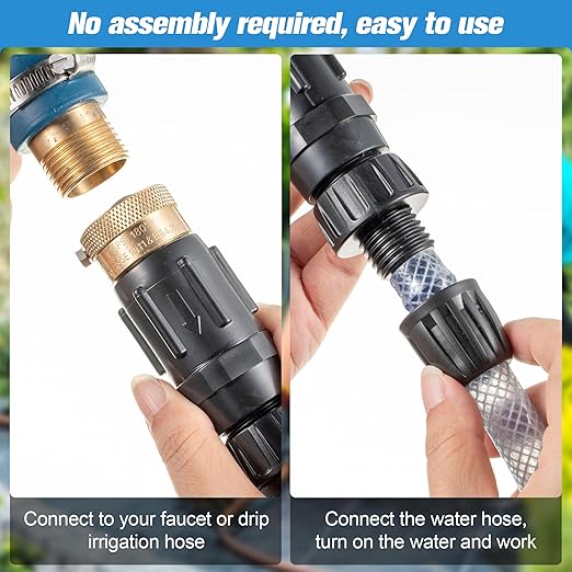 Feekoon 8 Set 25 Psi Drip Irrigation Faucet Adapter Kit 1/2'' Irrigation Tubing to 3/4'' Faucet Water Pressure Regulator Backflow Preventer with Filter, Drip System Parts