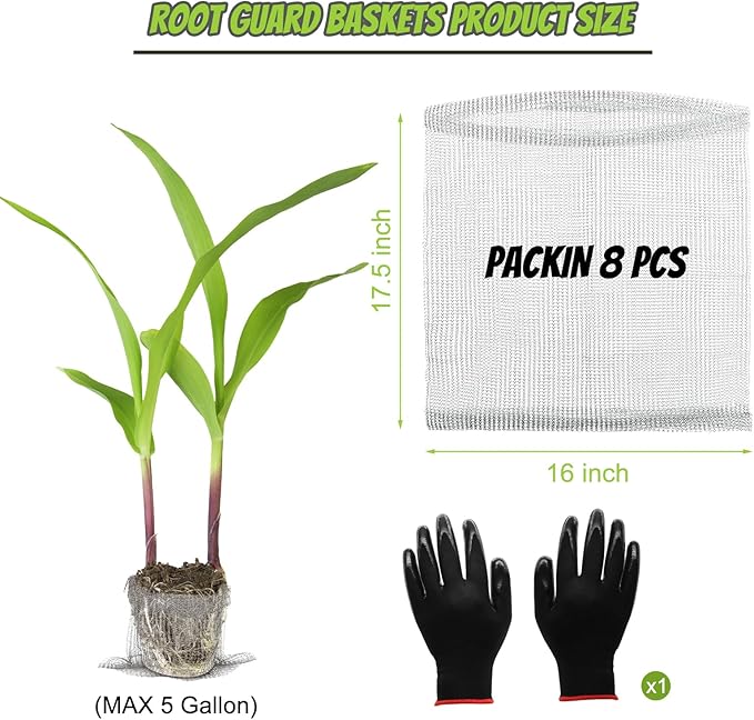 8 Pcs Root Guard Gopher Proof Stainless Wire Steel Baskets, 5 Gallon Gophers Moles Voles Mesh Baskets Protect Plant Roots Tubers Trees Flowers Crops（8 Pcs 5 Gallon）