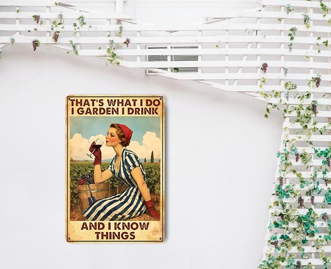 Garden Signs for Outside Wall Decor Funny Metal Signs Vintage Garden Decor for Gardener Gardening Sign Cottage Core Room Decor 8x12 Inches