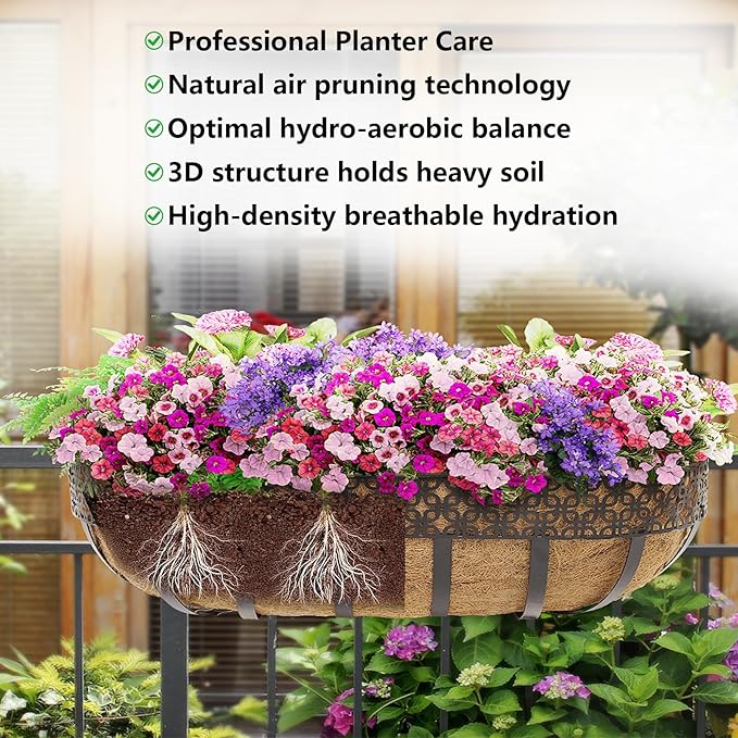 DUNCHATY Trough Coco Liners for Planters 24 Inch - 2 Pack Natural Coconut Fiber Liner Replacement for Window Box Hanging Basket Garden Wall Flower Pot Inserts Eco-Friendly Coir