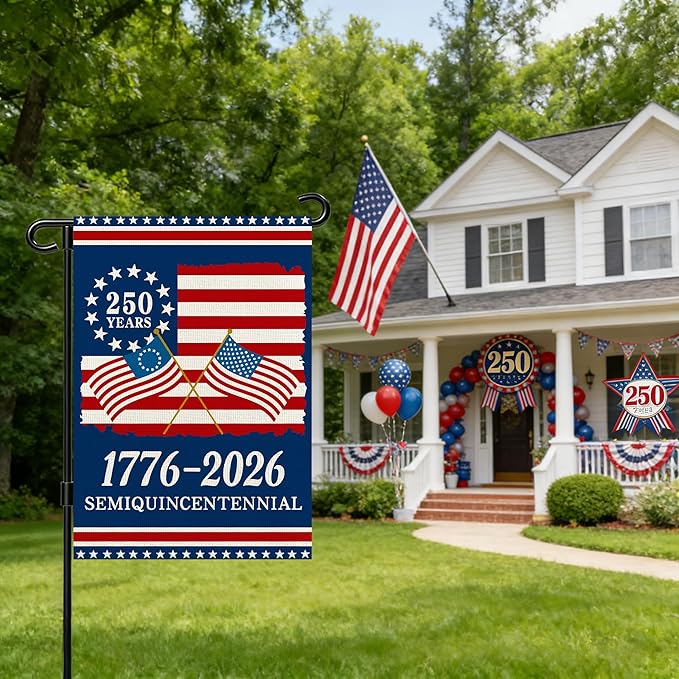 250 Anniversary Usa Garden Flags for Outside, 250 Anniversary USA Flag 1776-2026 Commemorative Patriotic Yard Sign Outdoor Stars & Stripes Design Banner 4th of July Decorations Double Sided Waterproof 250 Year American Flag 12x18 Inch