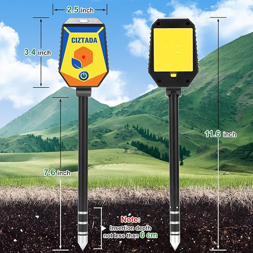 Smart Soil Moisture Meter pH Salinity Tester 8 in 1 Moisture pH Light Environment Humidity Fertility EC Salt Temp Soil Meter for Indoor/Outdoor Plants with App Monitor for Garden, Lawn, Farm
