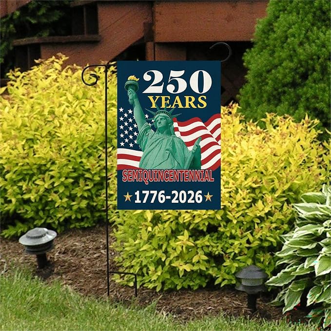 250 Anniversary Usa Garden Flags for Outside, 250 Anniversary USA Flag with Statue of Liberty Design, 1776-2026 Patriotic 4th of July Decorations Yard Sign Double-Sided Waterproof Flag 12x18 Inch 250 Year American Flag