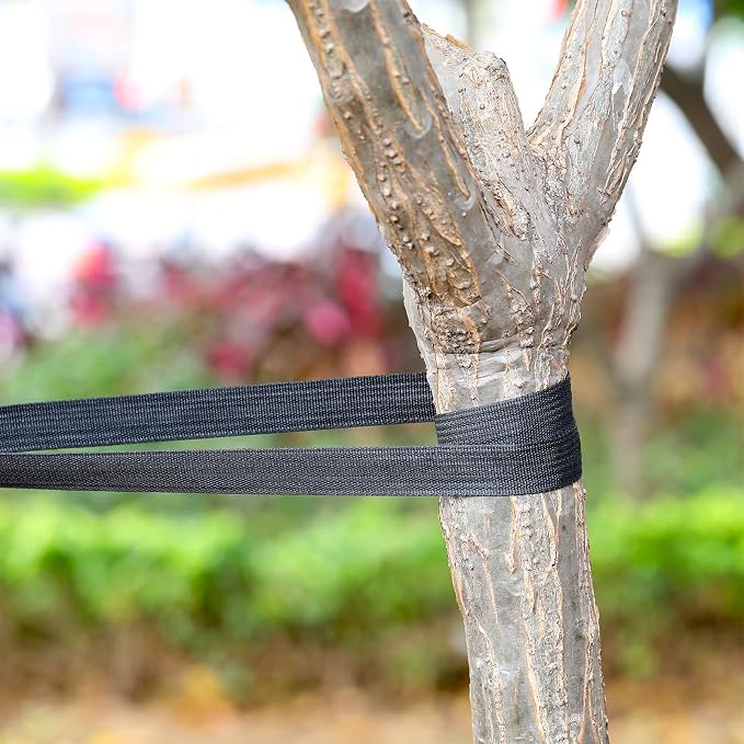 Shappy Tree Tie Strap Garden Webbing Strap Garden Plant Supports Tree Tie Staking and Guying for Outdoor Use, Plant Supports, Grafting, Straightening Supplies(Black,295 Feet x 1 Inch)
