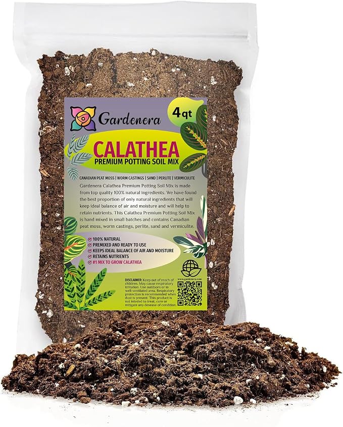 Gardenera Calathea Potting Mix - Promote Strong Roots and Captivating Patterns with Our Premium Blend - 4 Quart
