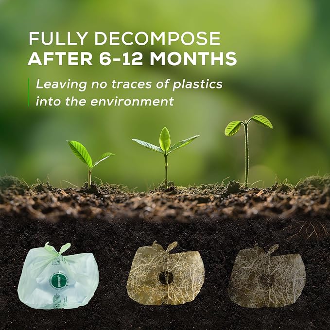 ANECO 100% Compostable Food Waste Bags 1.6 Gallon With Handles (30 Count), Small Compost Bags for Countertop Bin, OK Compost HOME & BPI Certified Compostable Kitchen Food Waste Bags