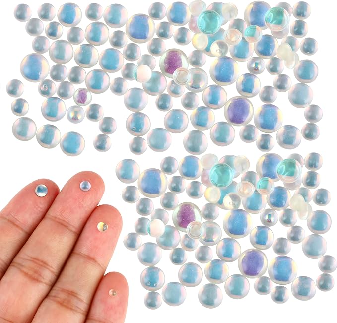 200Pcs Colorful Iridescent Resin Water Beads - Simulation Water Droplets & Tiny Bubbles for Miniature Dollhouse, Fairy Garden, Potion Bottles & DIY Craft Embellishments