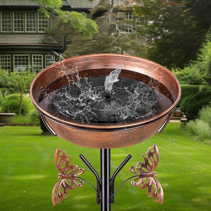 40In Metal Bird Bath for Outdoors,Removable 3" Deep 13" Dia Bowl Heavy-Duty Base,Standing Birdbath Feeder Rust-Proof Birdbaths for Garden Yard Patio Lawn Decor