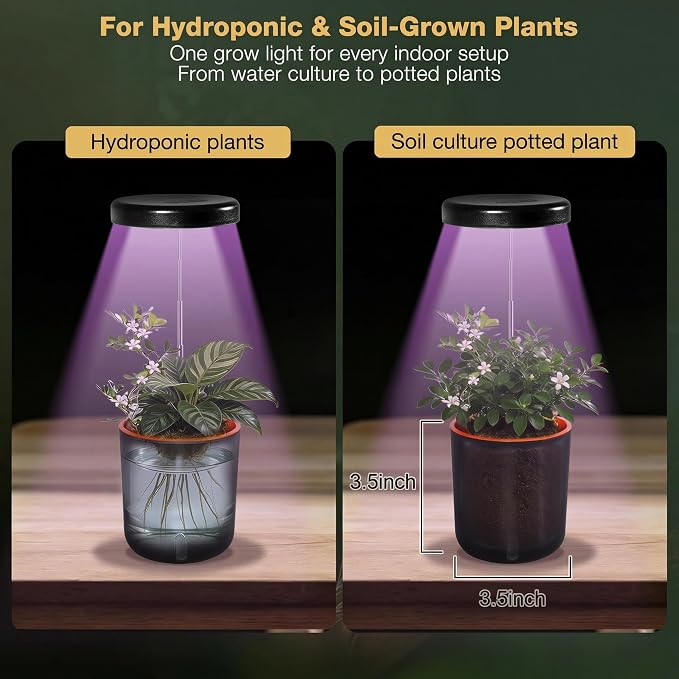 Self-Watering Planter with Grow Light, Smart Indoor Pot for Venus Fly Trap, Carnivorous Plants, African Violet, Cat Grass, Catnip & Herbs, 2-in-1 Wall + Desktop, USB 5W Full Spectrum LED