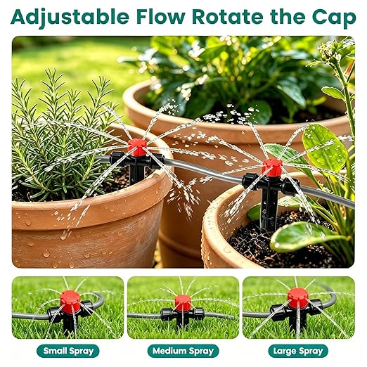 240FT Quick-Connect Drip Irrigation System, Garden Watering System 1/4" & 1/2" Fast-Lock Tubing, Adjustable Nozzles Emitters for Outdoor Raised Garden Beds,Greenhouse, Lawn, Patio