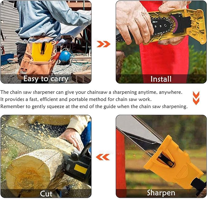 Chainsaw Sharpener with Grinding Stones, Portable Chain Sharpener Tool for 12''-22'', Universal Chainsaw Sharpening Kit for Fast & Easy Chain Blade Sharpening