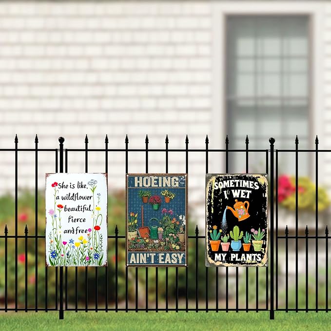 3PCS Funny Metal Garden Signs Decor for Outside-Funny Yard Decor Patio,Backyard,Gardening Gifts for Women,Gardeners,and Plant Lovers,Mothers Grandmas and Housewarming 8x12inch