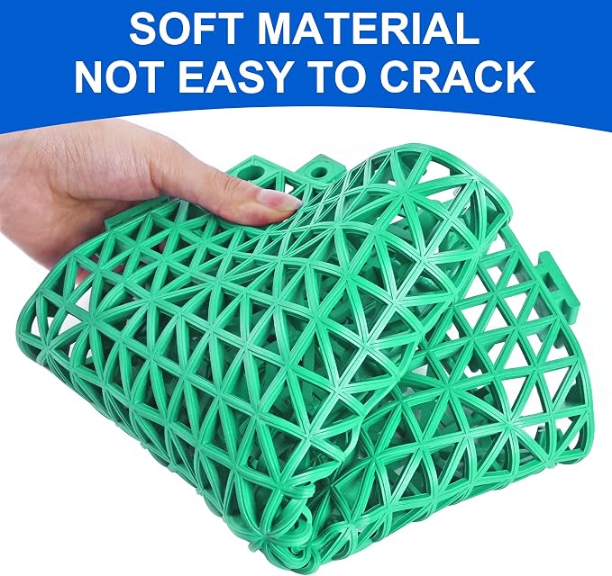 MYFAMIREA Modular Interlocking Cushion 12 Pack 11.8" x 11.8" Rubber Floor Tiles Non-Slip Splicing Drainage Mats for Deck, Pool, Outdoor Shower, Patio, Balcony, Indoor Bathroom, Kitchen, Yard (Green)