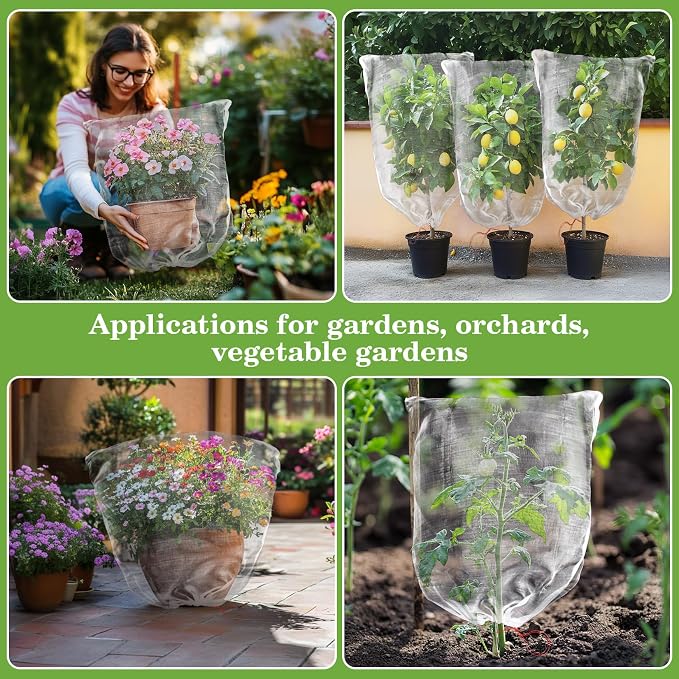 Sukh Bird Netting for Garden Protection - 3 Pack 2.3 x 3.3 FT Blueberry Bush Netting Covers with Drawstring Pest Barrier Plant Net for Fruit Trees, Tomato, Strawberry from Birds, Chicken & Cicadas