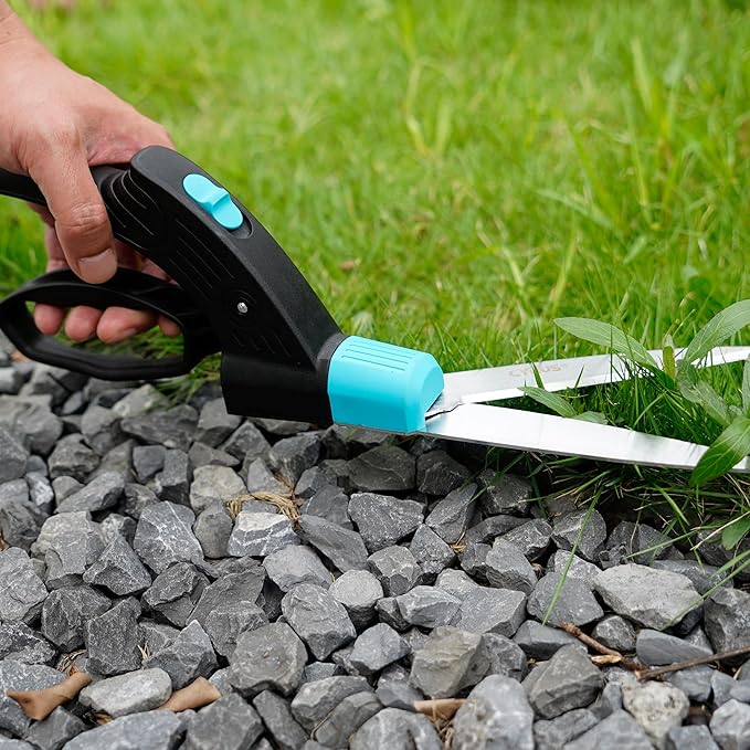 CYRUS 14-Inch Handheld Grass Shears with 360° Rotating Head - Premium Carbon Steel Plant Cutting Scissors Ergonomic Handle & Safety Lock Garden Shears for Lawn, Hedges, Fences