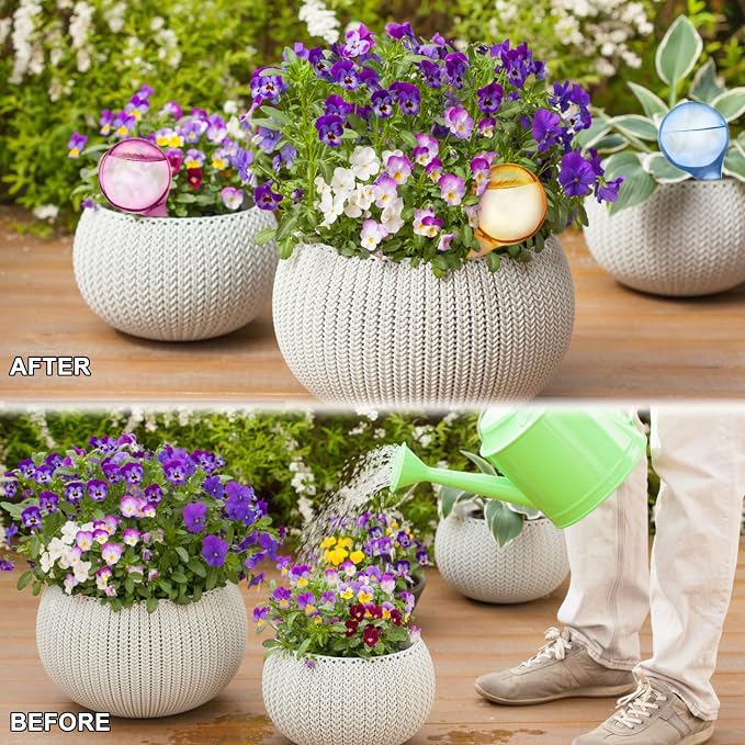 4 Pack Plant Watering Globes Colored Self Watering Globes Automatic Watering Bulbs Plastic Plant Water Globes Drip Irrigation Device for Indoor Outdoor Plants (26.5×8 cm)