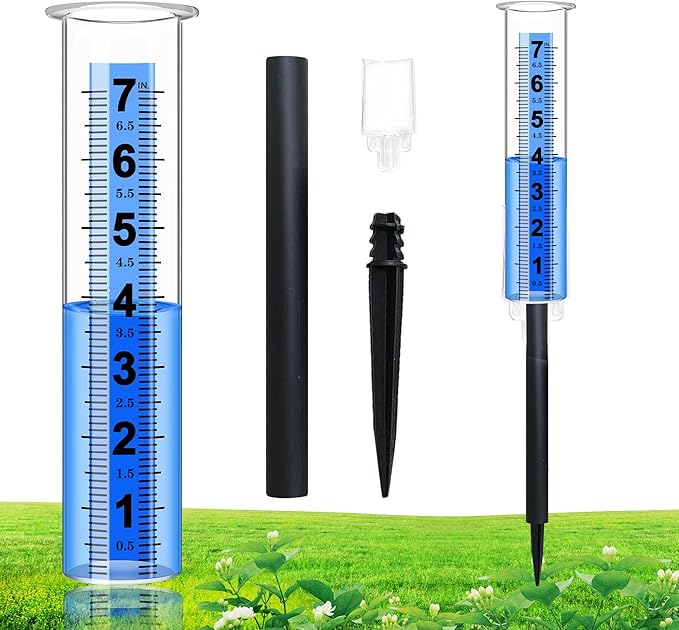 Rain Gauge, 3-Segment Outdoor Freeze-Proof Rain Gauge, Large Capacity (7) Upgraded Digital Rain Gauge Best Rated for Garden, Deck, Lawn, Patio, Farm Large Display Blue Scale