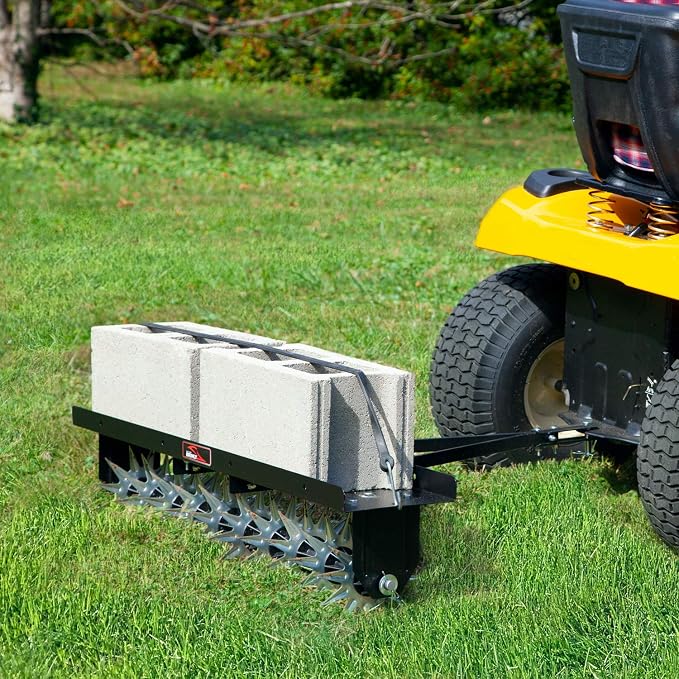 Brinly SA2-40BH-P Tow Behind Spike Aerator with Double Tow Bar, 40" - Hammered Black