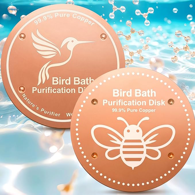 Bird Bath Purification Disc Pure Copper Outside Winter Solar Power Birdbath Water Fountain Window Feeder Stand Nectar Food Pole House Hanging Birdhouse Flower Bird Bee Accessories