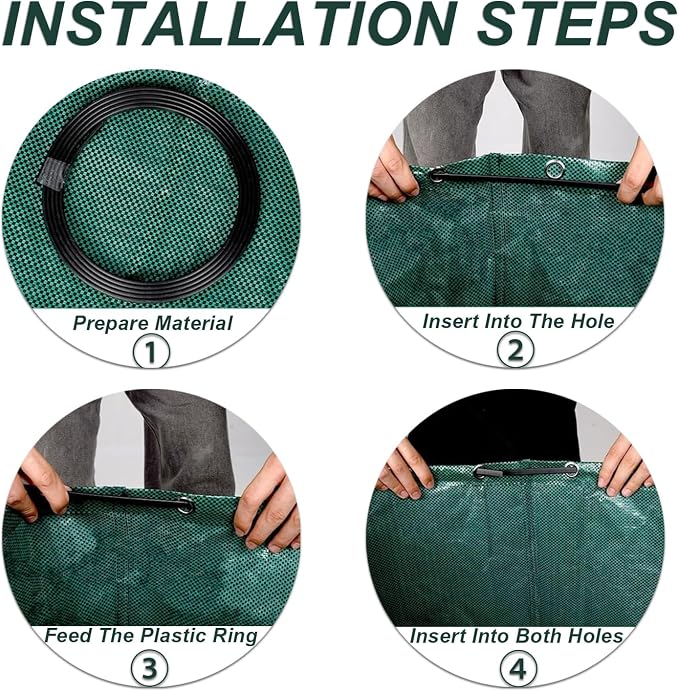 72-Gallon Reusable Yard Waste Bags: Hot Shot Tools 4 Pack Lawn & Leaf Bags – Heavy Duty Garden Waste Bags with Stand-Up Design & Reinforced Handles for Easy Yard Cleanup